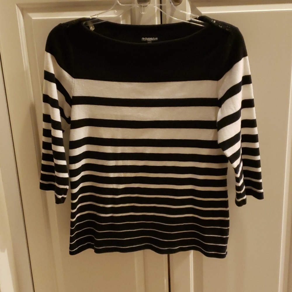 Saint John's black-and-white striped top